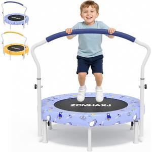 ZCMHAXJ 36" Toddler Trampoline, 3FT ASTM Certified Foldable Mini Trampoline for Kids with Animal Pattern, Kids Trampolines Indoor with Foam Handle, Gifts for Boys&Girls