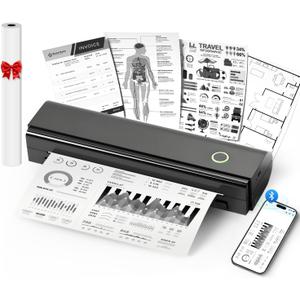 Portable Printers Wireless for Travel, N80 Wireless Thermal Printer Bluetooth Inkless Printer Support 8.5" X 11" US Letter & A4 Size