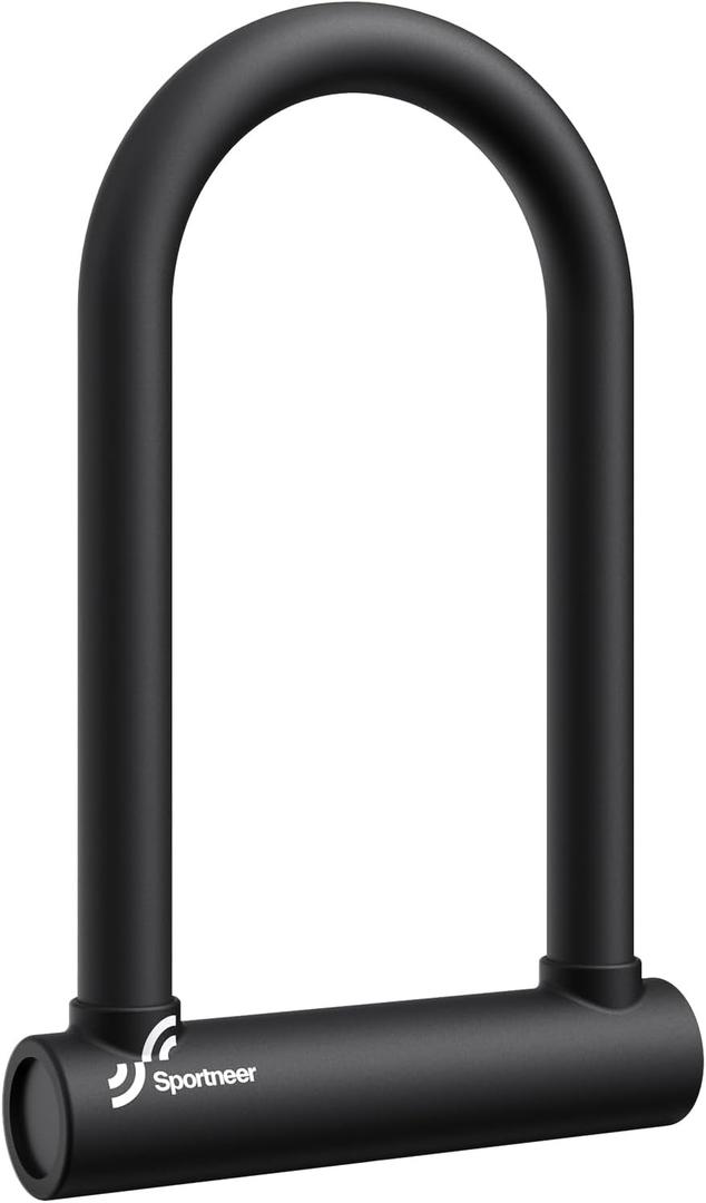 Sportneer Bike Lock - 18mm Shackle Heavy Duty Anti Theft Bike U Lock with 3 Keys - Bicycle U-Locks with Sturdy Mounting Bracket for Road, Mountain, Electric & Folding Bike, Size 9.85''x6.3''