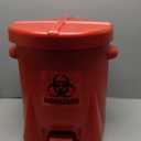 Eagle 6 Gallon Biohazard Trash Can with Foot-Operated Self-Closing Lid, 16.5" x 13.5" x 16", Made in The USA from High-Density Polyethylene, Red, 943BIO