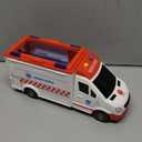 ArtCreativity Ambulance Toy Truck for Kids, Lights & Siren, Friction-Powered 1/16 Scale Rescue Toy Ambulance, Emergency Vehicle Ambulance Toys for Kids 3-8 with Removable Stretcher, Doors Open