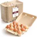 Dozen Egg Cartons 30-Pack  Paper Pulp Egg Cartons Reusable - Anti-Crack Moisture Absorbing Vintage Egg Holder for 12 Eggs for Farm Stand Supplies, Produce Containers Farmers Market (Brown)