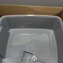 Amazon Basics Large Cat Litter Box with High Sides, Open Top for Easy Access, Includes Scoop with Storage, 19" x 15" x 11.75", Grey/Beige