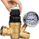 Gickbusus RV Water Pressure Regulator Valve for Camper, Regulate Valves with Strainer, Made of Leadless Brass, RV Water Pressure Regulator with Pressure Gauge