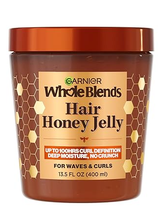 Garnier Whole Blends Hair Honey Jelly for Defining Wavy and Curly Hair, Hair Gel for Up to 100HRs Curl Definition, Frizz Control and Deep Moisture, 13.5 Fl Oz