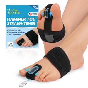 Hammer Toe Straightener Corrector for Women & Men - Adjustable Toe Splint for Hammer, Curled, Crooked Toes, Pain Relief, Broken Support (1 Compression Foot Wrap & 1 Strap, 1Pc) (One Size)