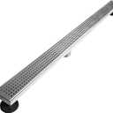 Neodrain 40-Inch Linear Shower Drain with Removable Quadrato Pattern Grate,Brushed 304 Stainless Steel Rectangle Shower Floor Drain, Linear Drain with Leveling Feet,Hair Strainer