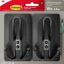 Command X-Large Matte Black Triple Hook, 2 Hooks, 6 Strips, Damage-Free Hanging Wall Hooks with Adhesive Strips, No Tools Wall Hooks for Hanging Decorations in Living Spaces