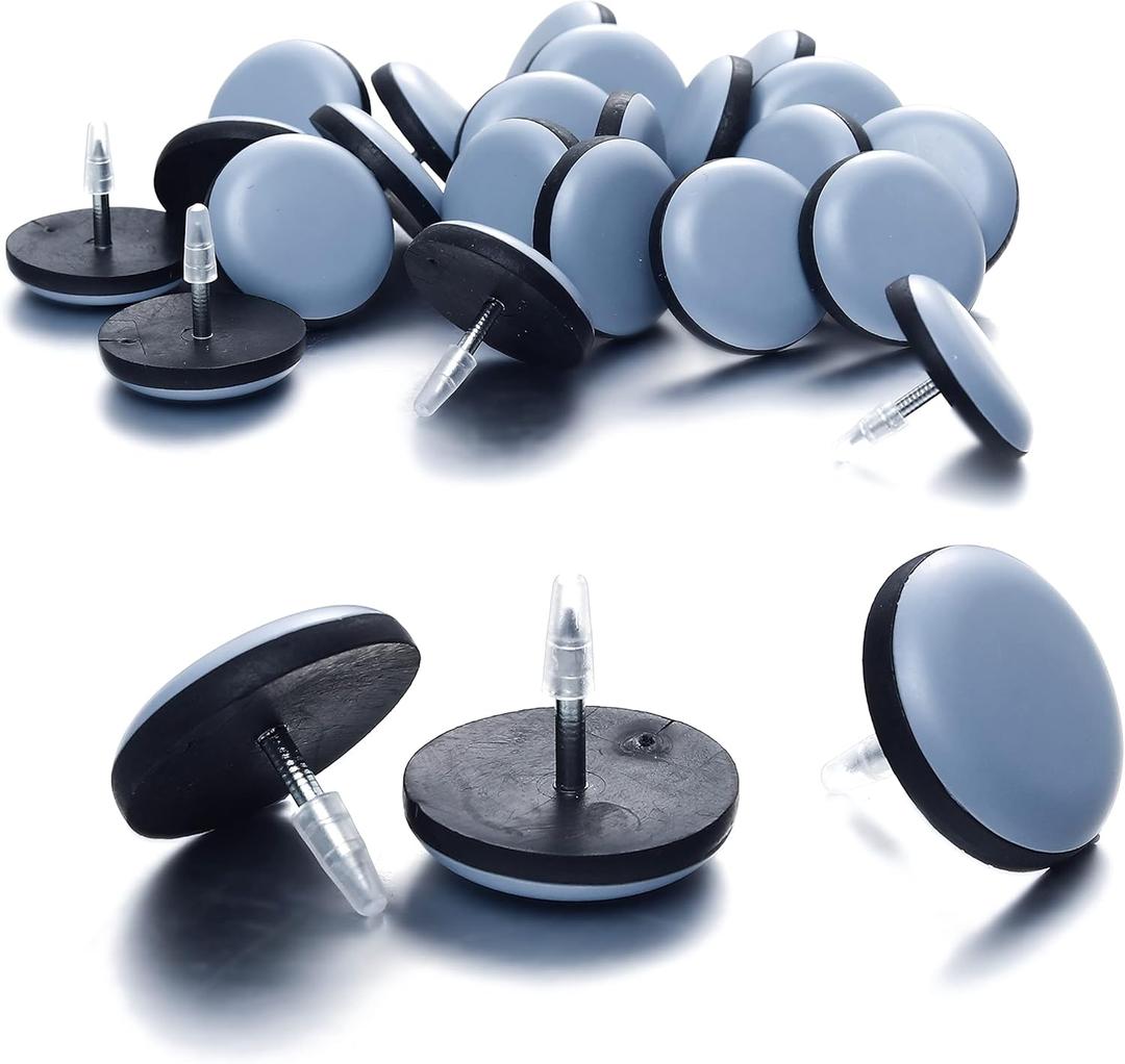 1" Nail on Furniture Sliders (24 Pack) - Furnigear Heavy Duty PTFE (Teflon) Chair Sliders Glides Wooden Furniture Movers Move Your Furniture Easily & Safety - Best Chair Leg Floor Protectors (Grayish Blue)