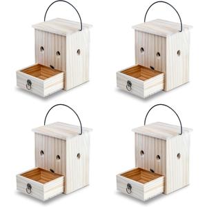 Carpenter Bee Traps for Outside 4PACK Durable, Weather-Resistant, Eco-Friendly Wooden Wasp Trap for Outdoor Use