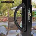 HILLMASTER Patio Door Handle Set with Mortise Lock 45 for Replacement Mortise Style Reversible Design Non-keyed Sliding Patio Glass Door Handles, Fits 3-15/16 Screw Hole Spacing Black Finish