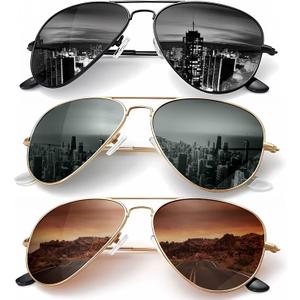 KALIYADI Classic Aviator Sunglasses for Men Women Driving Sun glasses Polarized Lens UV Blocking, F (3 Pack)blackish Green/Brown/Grey