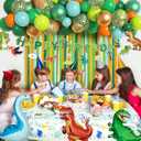 Dinosaur Birthday Party Decorations Supplies Happy Birthday Banner Crepe Paper Green Orange Blue Gold Dino Foil Balloons Garland Arch Kit for Jungle Safari Dinosaur Themed Baby Shower Party Boys Kids