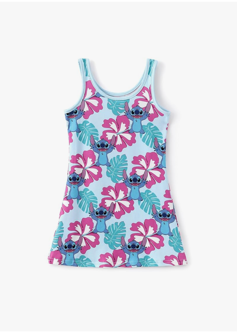Disney Stitch Toddler Girl Tank Dress Summer Beach Holiday Sleeveless A-Line Sundress 2-13 Years,