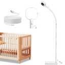 Floor Stand Compatible with Nanit Pro Baby Monitor, Gooseneck Swivel Holder Mount with Type-C Port & Fully Enclosed Housing Adjustable Height Baby Monitor Stand, Temperature and Humidity Display