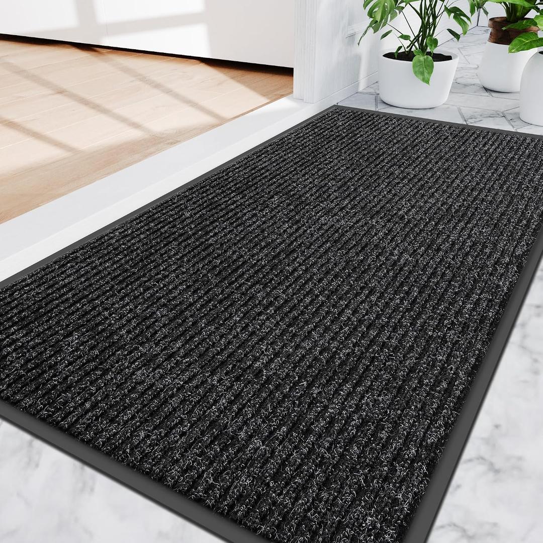 BuyCrossGo 3 x 6 FT Extra Long Entrance Mat for Garage and Double Door, Heavy Duty Indoor Outdoor Doormat, Commercial Quality Non Slip Rubber Backing for High Traffic Dirt and Moisture Trapping
