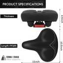 Oversized Bike Seat, Wide Bicycle Seat for Women Men Comfort, Universal Waterproof Bike Saddle Replacement with Safety Reflective Strip for Peloton, Exercise Bikes, Cruiser, City Bikes