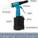 Wadoy Air Rivet Gun Kit,3500 lbf Pneumatic Rivet Gun Heavy Duty Air Riveter with 4 Nosepieces (3/32",1/8",5/32",3/16")&Hydraulic Riveting System, Industrial Air Rivet for Manufacturing, Metal Work