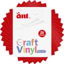 ANT Red 12" x 8.5 20 Sheets Permanent Adhesive Vinyl for Decor Sticker, Party Decoration, Car Decal - Vinyl for Cutting Machine, Craft Cutter (Red, 8.5inch x 12inch x 20 sheets)