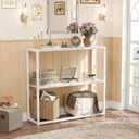 TIQLAB Small Entryway Table, 29.5" Narrow Console Table with Shelves, Sofa Table, Couch Table, Side Table, Entry Table for Hallway, Living Room, Small Space, White