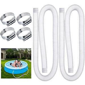 Pool Hose,1.25Inches Diameter Replacement Hose,Swimming Pool Filter Replacement Hose for Above Ground Pools, Compatible With Filter Pump 300GPH,330 GPH,530 GPH,and 1,000 GPH(2Pcs Pack) (2pcs&4clamps)