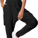 Casei Jumpsuits for Women Casual Summer Rompers Sleeveless Loose Strap Baggy Overalls Yoga Harem Jumpers with Pockets (Medium, Black)