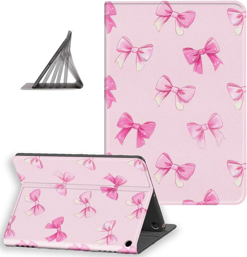 for All-New Amazon Fire HD 10 Tablet Case(13th/11th Gen, 2023/2021 Release), Slim Leather Stand Cover with Auto Sleep/Wake & Multi-Angle Viewing, Cute Pink Bow