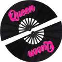 Maitys 2 Pack Large Folding Rave Fans for Women Men, Nylon Hand Fans Loud Snap Sound Foldable Fan for Line Dancing Stage Performance Chinese Kung Fu Festival Dance Decor(Black,Queen)
