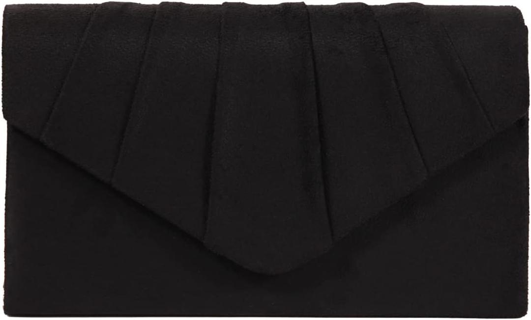 BBjinronjy Clutch Purse Evening Bag for Women Evening Wedding Party Velvet Suede Pleated Handbag