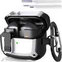 KOREDA Compatible with Samsung Galaxy Buds 3 Case & Galaxy Buds 3 Pro Case with Cleaner Kit, Military TPU Shockproof Protective Hard Cover with Secure Lock for Men (White)