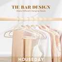 HOUSE DAY Velvet Hangers with Tie Bar 20 Pack Ivory, Clothes Hanger Non-Slip, Space Saving Felt Hangers for Pants, Coat, Suits, Shirt, Scarf, No Hanger Marks