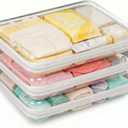 3 Pack Large Clear Hard Shell Zipper Case, Diaper Bag Organizer Pouches, Water-Resistant Travel Toiletry Bags for Baby Essentials, Toys, Cables, Crafts, Makeup, White