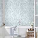 Dimoon 17.3" X 137.7" Peel and Stick Wallpaper Blue White Boho Contact Paper Modern Floral Leaf Wallpaper Renter Friendly Waterproof Removable Self Adhesive Wall Paper Bedroom Bathroom Cabinets Vinyl