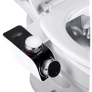 ANALIM Bidet Attachment for Toilet Seat, Non-Electric Bidet Hot and Cold Fresh Water for Frontal & Rear Wash with Self-cleaning Dual Nozzles and Adjustable Pressure Control