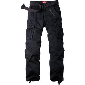 Women's Cotton Casual Military Army Cargo Combat Work Pants with 8 Pocket (Black)
