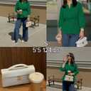 ZESICA Women's 2026 Fall Babydoll Peplum Tops V Neck Puff 3/4 Length Sleeve Shirts Dressy Casual Blouses (Green, S)