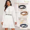 2 x JASGOOD Women Skinny Leather Belt for Pants Jeans Ladies Thin Waist Belt for Dress (Suit for waist size 37"-41", B-black+brown+beige+navy Blue)