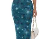 Rooscier Women's Strapless Long Dress Mesh Bodycon Summer Wedding Guest Dresses (Blue, L)
