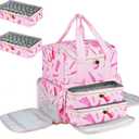 Nail Polish Organizer Case - Large Double Layer Organizers and Storage Bag for Nail Supplies and Art Tech (Pink)