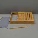 Foldable Bamboo Bathtub Caddy Tray Expandable for Luxury Bath, Bath Accessories & Table with Wine Glass Holder, Book Stand Bathroom Organizer with Extending Sides for Men/Women (Natural)