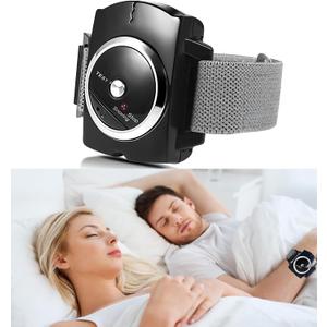 Anti Snoring Wristband Device Intelligent Effective Snore Solution Bracelet Infrared Reduction Snore Watch Comfortable for Men and Women with Battery(Black)