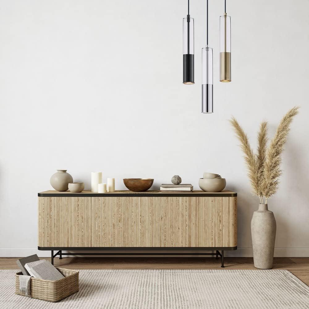 ET2 Lighting Torch 1-Light Pendant | Black Finish | Aluminum & Clear Glass | Modern Hanging Pendant Light for Kitchen Islands and Dining Rooms | Adjustable Cord Suspension | E11000-24BK missing Pieces