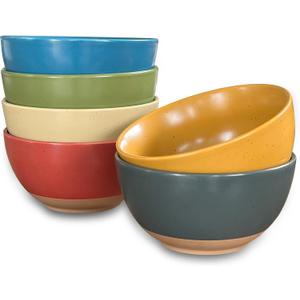 Mora Ceramic Artisan Matte Small Dessert Bowls - 16oz, Set of 6 - Microwave, Oven and Dishwasher Safe, For Rice, Ice Cream, Soup, Snacks, Cereal, Chili, Side Dishes etc - Microwavable Kitchen Bowl