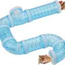 8PCS Hamster Tunnel Tube DIY Assorted Toy Transparent Adventure Pipe Playground Excercise Set for Mouse Syrian Hamster Gerbil Rat (Blue)