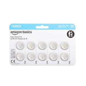 Amazon Basics CR2032 3V Lithium Coin Cell Batteries for Key Fob, Watch, Remote, Child-Proof Package, Non-Coated, AirTag Compatible, 9 Pack