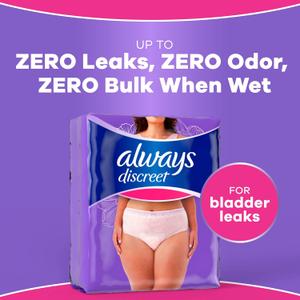 Always Discreet Adult Diapers for Women, Incontinence Underwear, Postpartum Essentials, Disposable Briefs, Max Absorbency, Bladder Leak Protection, Extra Large/XL, 32CT