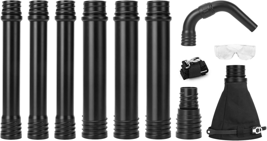 Glosaie Upgraded Universal Gutter Cleaning Tools from The Ground, Leaf Blower Attachment with Adjustable Angle Hook Tube, Compatible with blowers Within 5-inch Diameter, Black