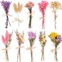 VAIPI 10 Pack Dried Flower Bouquets Various Dried Flower Combinations with Stem Mini Dried Embossing Natural Flower Bundles Artificial Flower Dried Floral Arrangement for Vase DIY Wedding Decor