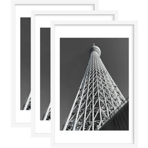 Abtgt 20x30 Frame Set of 3, Display Pictures 18x24 with Mat or 20x30 without Mat, Poster Frame for Vertical & Horizontal Wall Hanging Display, White