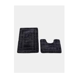 Foam Toilet Rug Set 3 Piece and Bathroom Mat with Toilet Lid Cover and Tank Cover Set Black